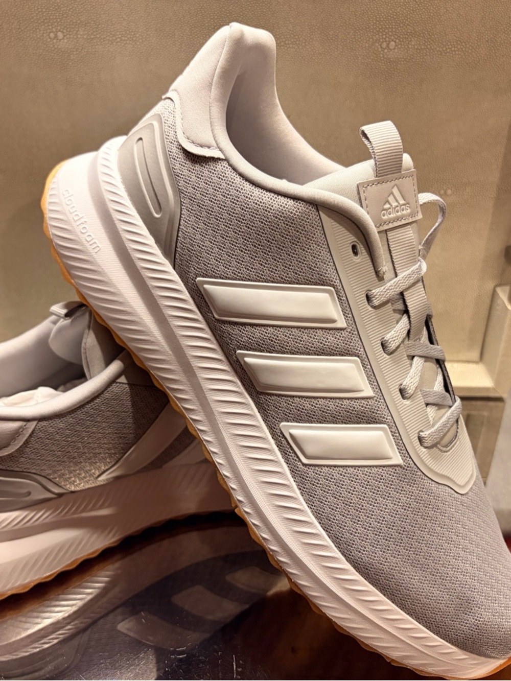 Adidas Men’s X_PLRPATH Light Gray and White Mesh 11.5M Running Sneakers